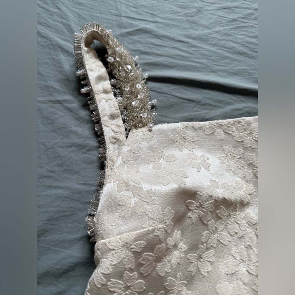 Sandy Liang Blanco Dress in Ivory Floral Jacquard